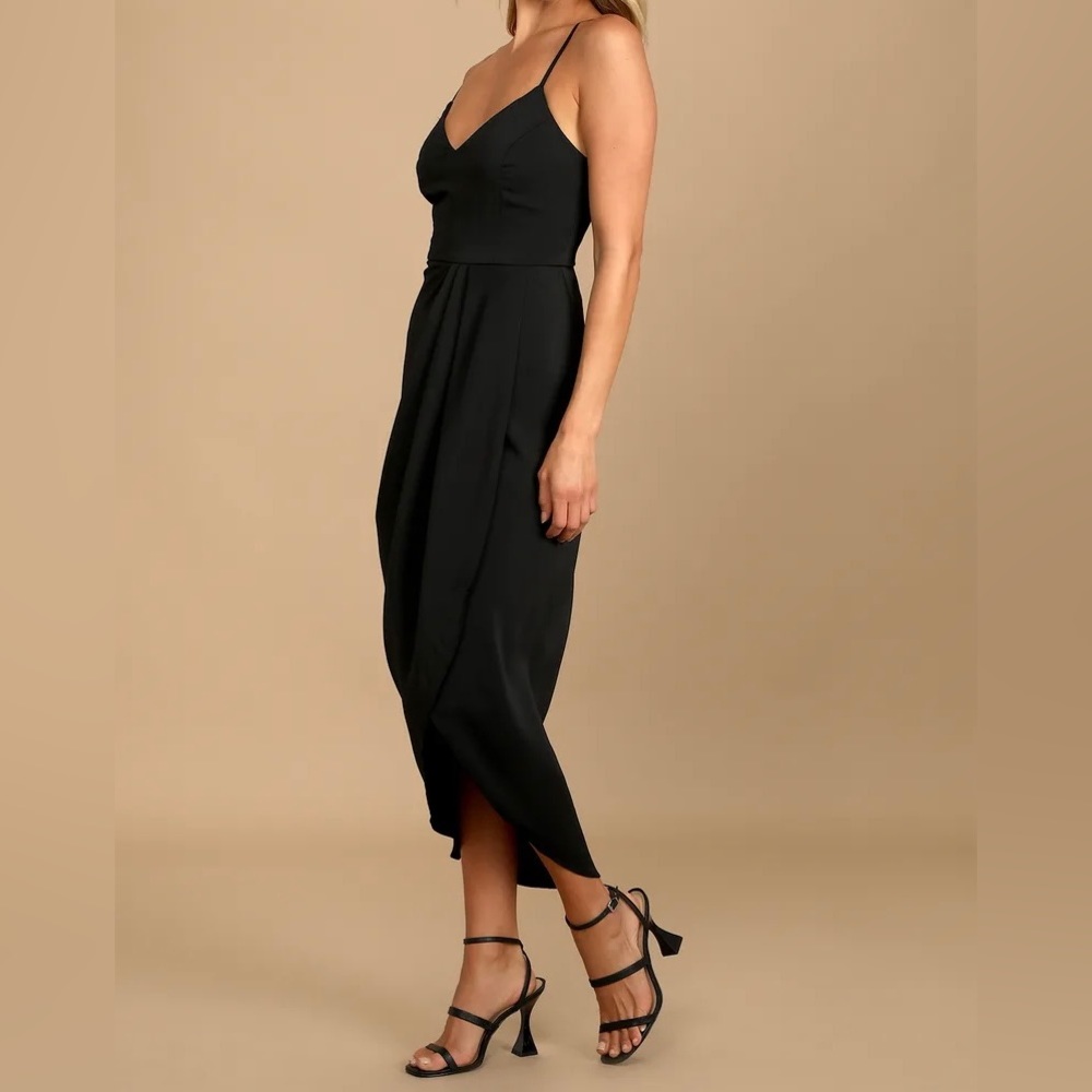 Lulus Reinette Black Midi Dress
